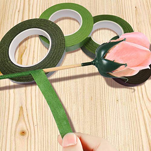 4 Pack, 1/2\" Wide Green Floral Tapes, findTop Floral Tapes for Bouquet Stem Wrapping and Floral Crafts- 30Yard/Roll