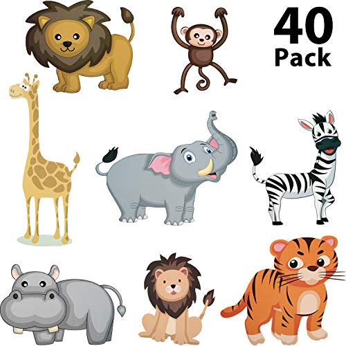 40 Pieces Zoo Animals Cutouts Jungle Cutouts Animal Cardboard Cutouts for Baby Shower