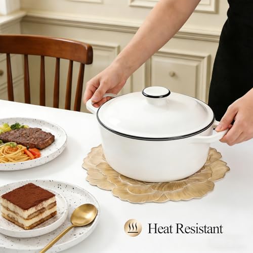 Set de table rond lavable pivoine dorée pour protéger la table des taches - 6