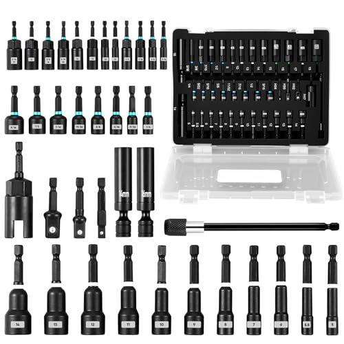 Saker Magnetic Nut Driver Set: 38pcs Impact Driver Socket Adapters with Bit Extension,Wing Nut Driver,Spark Plug Socket,Universal Hex Adapter - 4pcs Stainless Steel Kit
