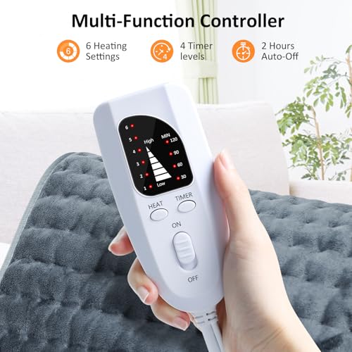 Image of Heating pad for Back /Shoulder /Neck /Abdomen, Heating Pads with 6 Fast Heating Settings, Auto-Off, Machine Wash, Birthday Gifts for Women Mom Men Dad, Extra Large 12 inchx24 inch, Iron