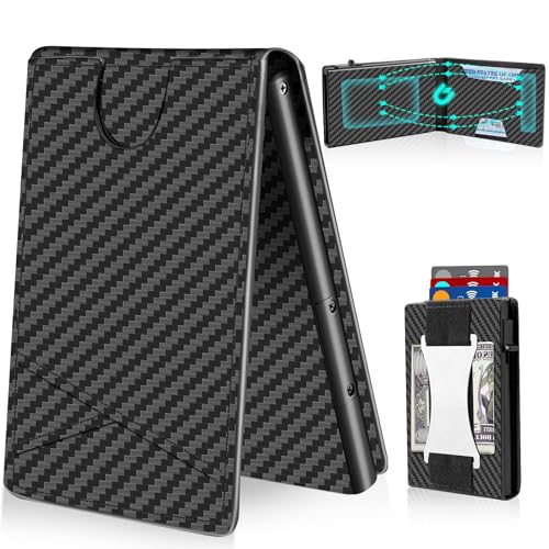 Slim Wallet for Men with Money Clip, Minimalist Metal RFID Blocking Wallets,Pop Up Aluminum Case, 8-10 Credit Card Capacity,Front Pocket, Cash Slot