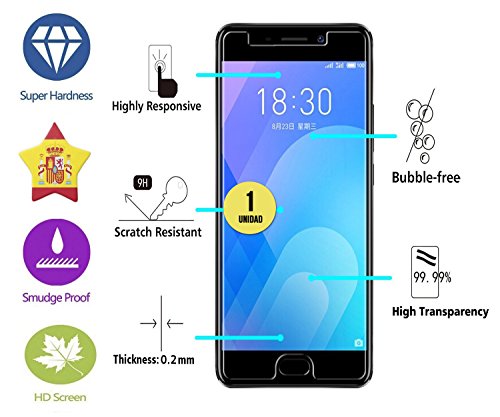 im77r Protector DE Pantalla Premium 2.5D Cristal Templado 9H para MEIZU M6 Note