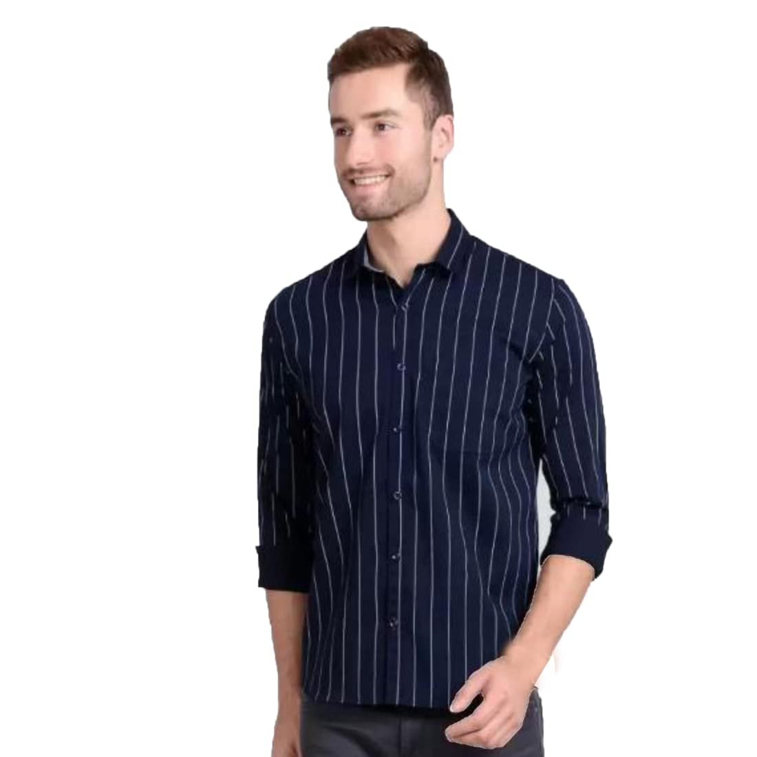 Wristy Men's Striped Slim Fit Cotton Casual Shirt