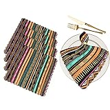Yibeas Afrikanische Hintergrund Stoffservietten 4er Set Weiche Tribal Traditionelle Grunge Verschiedene Formen und Muster Polyester Dinner Serviette für Familie Restaurant Hochzeiten Partys