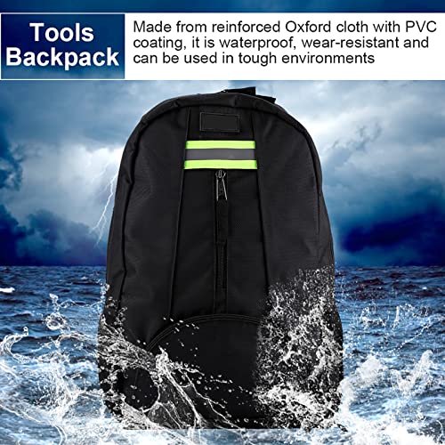Waterproof Multi Pocket Tools Backpack Bag for a Contractor Electrician, Repairman, Tool Backpack Perfect Storage and Organizer (Black) - Image 3