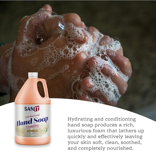 Image of Sanit Antibacterial Foaming Hand Soap Refill - Advanced Formula with Aloe Vera and Moisturizers - All-Natural Moisturizing Hand Wash - Made in USA, Original Gold, 1 Gallon