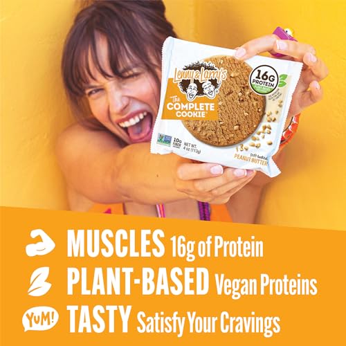 Image of Lenny & Larry's The Complete Cookie, Peanut Butter, Soft Baked, 16g Plant Protein, Vegan, Non-GMO, 4 Ounce Cookie (Pack of 24)