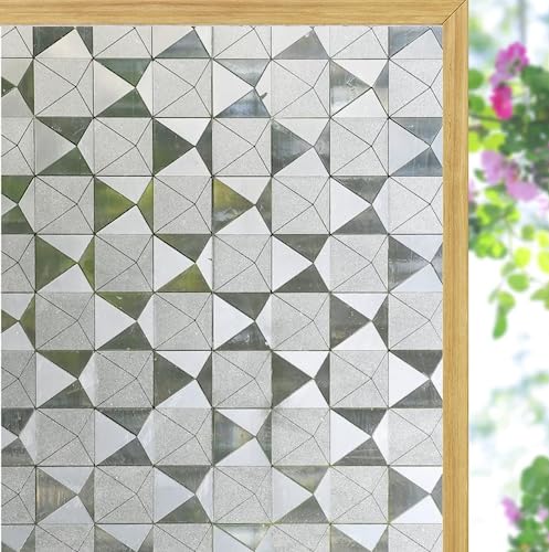 Image of WISDOM Vinyl Frosted Window Privacy Film for Home /Bathroom /Office Privacy Diamond Pattern Frosted with Rainbow Shade Vinyl Film (24x200 /Inch, Diamond Frosted)