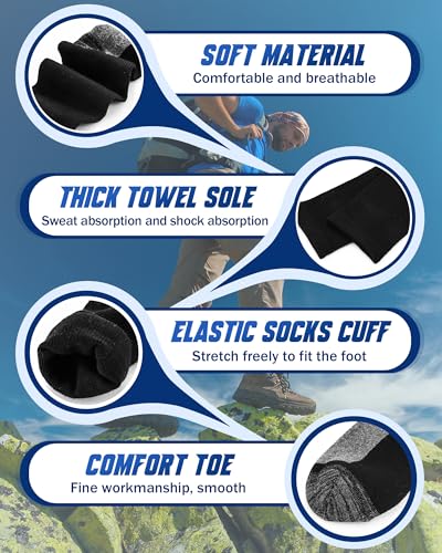 24 Pairs Cushioned Crew Socks for Men Breathable Athletic Socks Bulk Outdoor Sports for Men 6-13 Work Running3