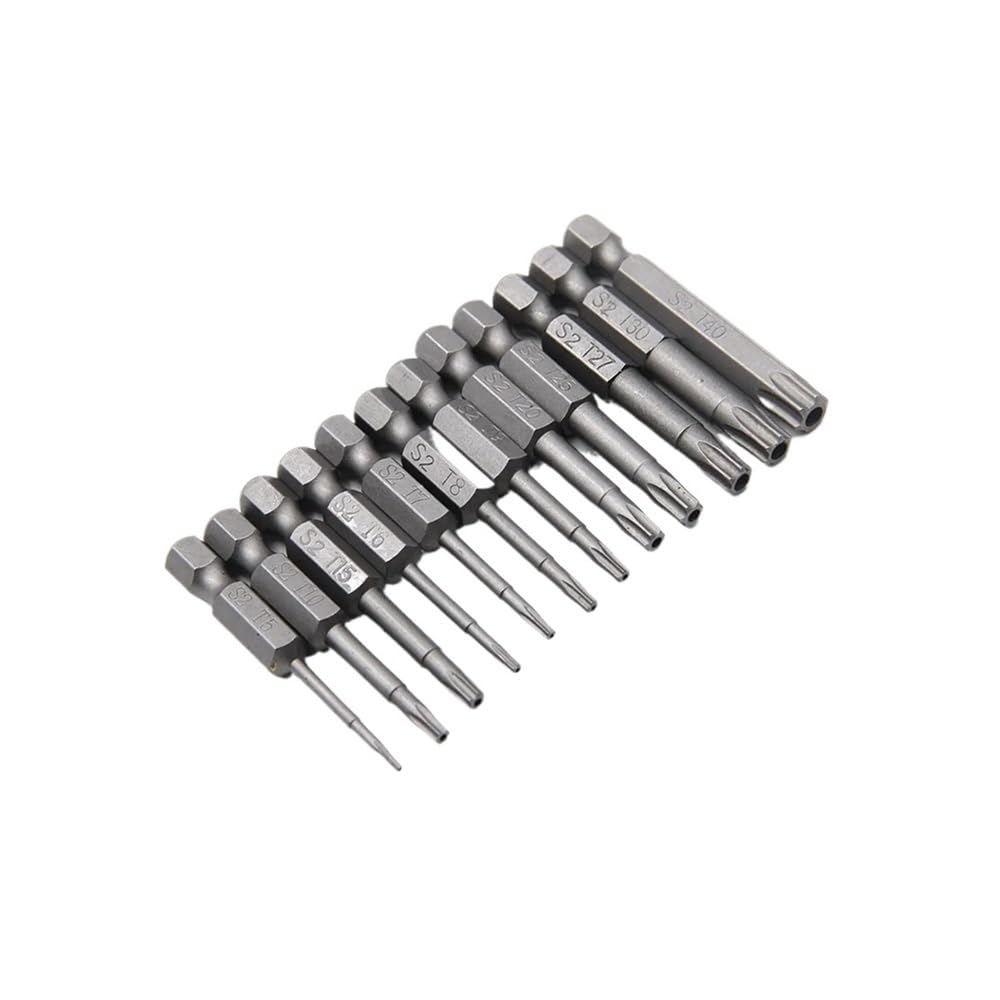 Ruxyoie 12Pcs 50Mm S2 Steel Hollow Torx Bit Set, 1/4" Hex Shank