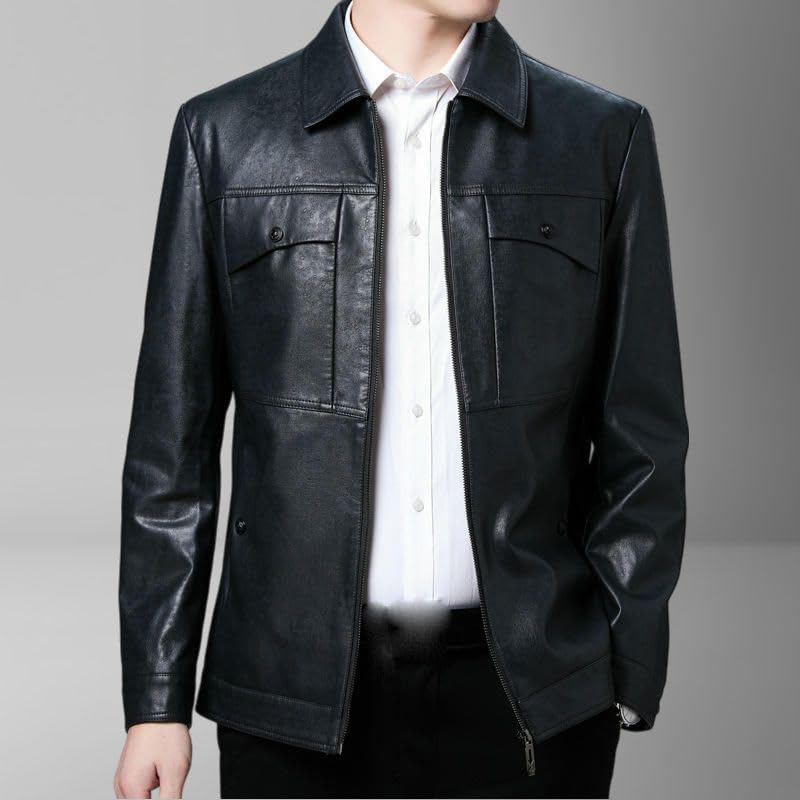 Chaqueta de cuero sintético para hombre, gris, XL miniatura 2
