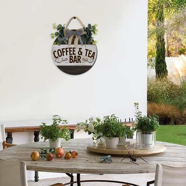 Miniatura 6 de Letreros vintage de café y té, letreros de madera para cafetera, placa de arte de pared, regalo de inauguración de la casa, 11 pulgadas