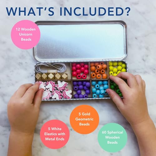 Cotton Twist Kids Unicorn Bracelet Making Craft Kit - Children Creative Beading Jewellery Designing Diy Play Set With Tin - Suitable For 3-8 Years - 4