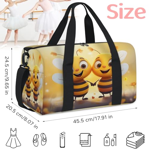 Bee Design Sports Duffle Bag for Women Men Waterproof Overnight Weekender Bag with Adjustable Strap Travel Tote Bags for Beach Yoga Work Dance Swim2