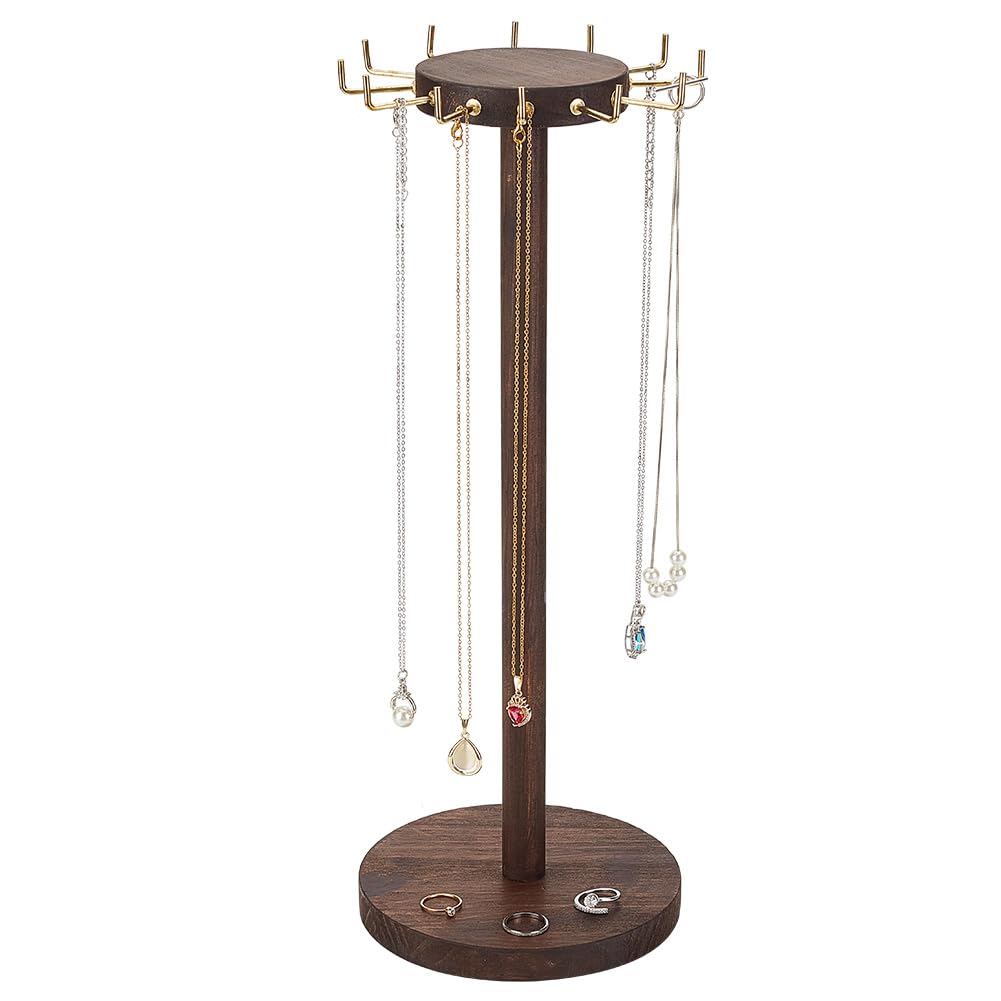 Pack De 4 Expositores De Madera Para Collares Y Joyas, Organizador De Mesa Con Base Desmontable (2 Tamaños), Para Hogar O Tienda