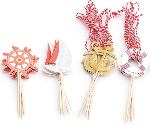 Taicols 24 Pcs Nautical Cupcake Birthday Feste Cupcake Decorations Mediterranean Theme Cake Decor Picks Food Fruit Picks For Decoration Party