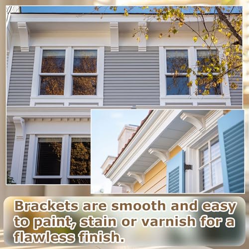 Image of Briwooody 2 Pcs Unfinished Paintable Corbels Bracket for Doorway Countertop Home Cabinet Bookshelves Furniture Support PU (4 W X 12 D X 12 Inch H,Modern Style)