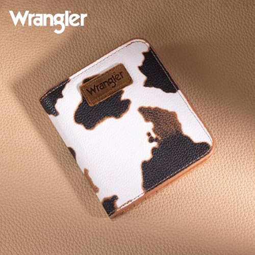 Image of Montana West X Wrangler Small Brown Cow Print Wallets for Women Slim Thin Wallet Card Cases Money Organizer Thin Mini Pocket Wallet with Rfid Lining and A Coin Purse