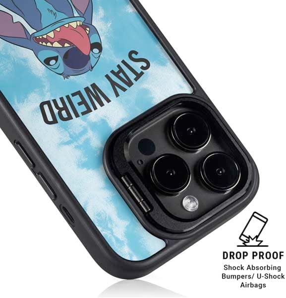 Skinit Kickstand Phone Case Compatible with iPhone 15 Pro Max - Officially Licensed Disney Lilo and Stitch Stay Weird Design