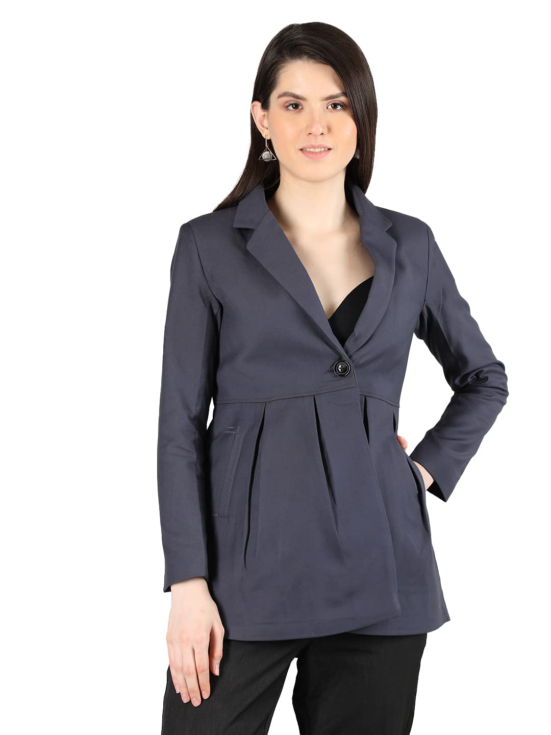 chkokko Women Solid Regular Fit Stylish Plated Casual Blazer-picture-28