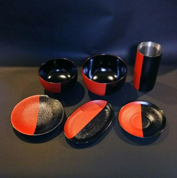 Amazon.co.jp: 越前漆器 赤黒 乾漆 器 六点セット : ホーム＆キッチン