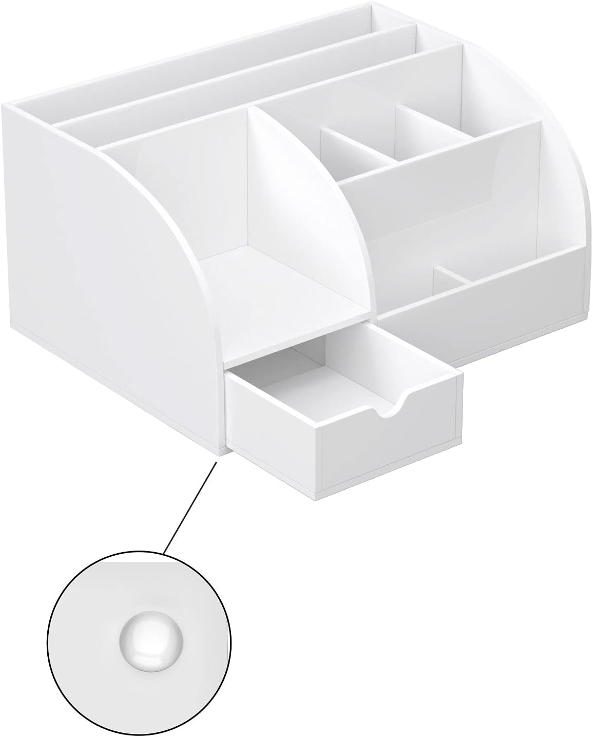 FEMELI Office Desk Organizer and Accessories, Acrylic Desk Organizer with 8 Compartments +1 Drawer(White) : Office Products