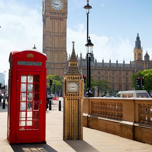 Image of DoubleFill 6 Ft Big Ben Cardboard Cutout British Themed Party Decorations Stand up Life Size London Decorations Big Ben Photo Prop Backdrop for England London Themed Party Decor(Brown,Classic)