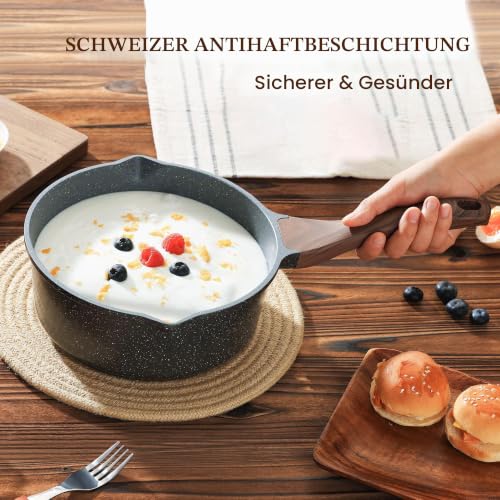 SENSARTE 22cm Schweizer Granit Beschichtung Antihaft-Kasserolle mit Deckel – Ansicht 7