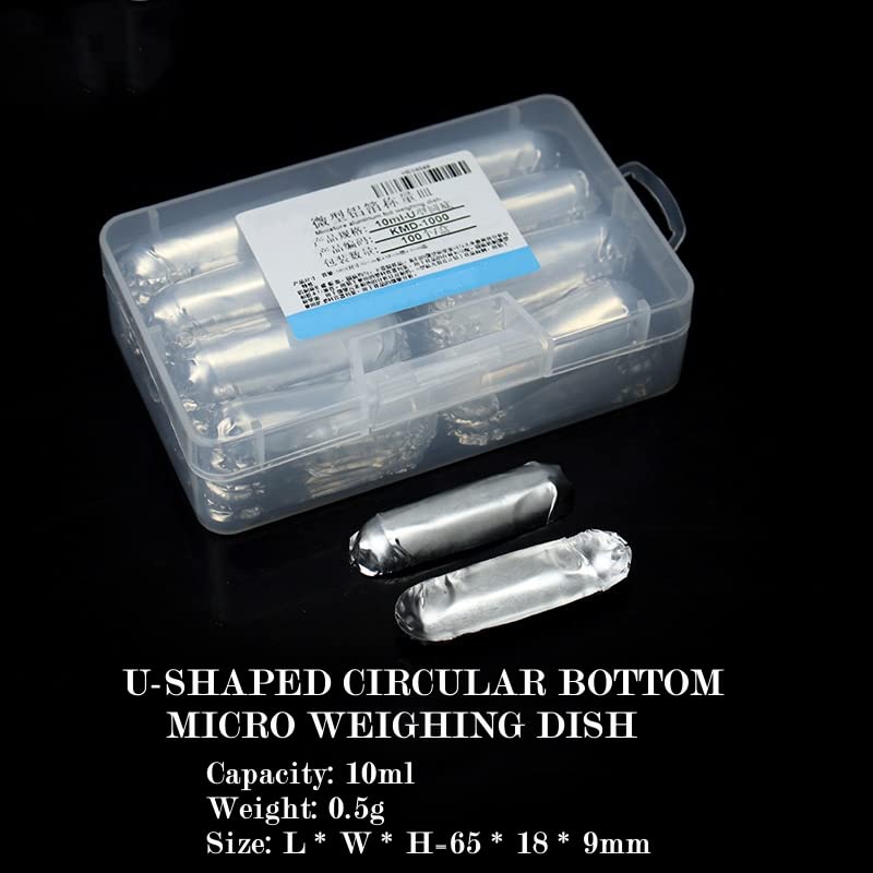KIESEV 100Pcs Micro Aluminum Foil Weighing Plate 0.35ml/1.12ml/10ml Weighing Dish Vessel Used for Measuring Organic Trace Elements by Micro Analytical Balance (10ml-U-Shaped Round Bottom)