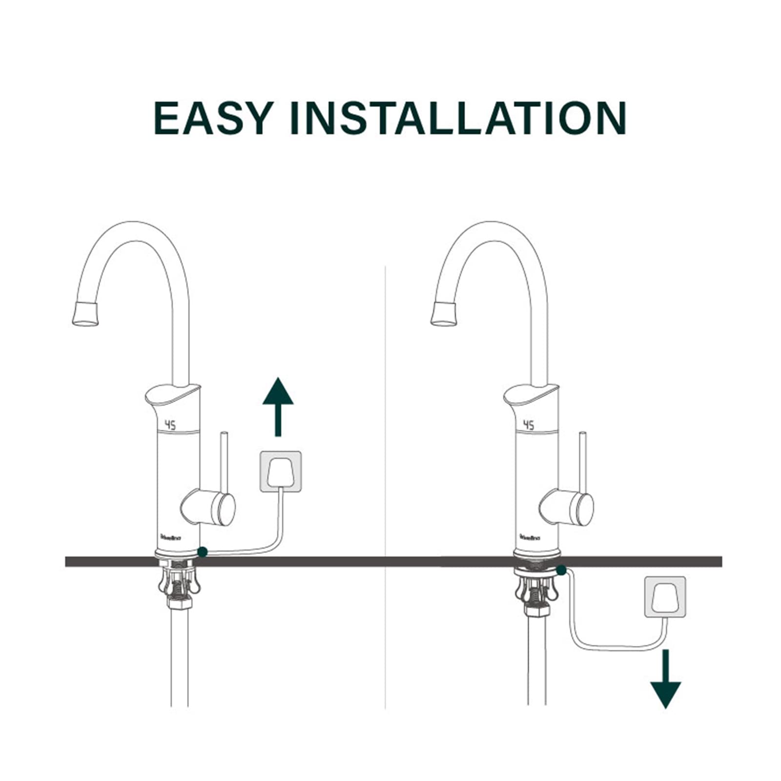 Rubinetto per lavello da Cucina, Rubinetto per scaldabagno Elettrico, Rubinetto per Acqua istantanea Senza Serbatoio, Rubinetto per Riscaldamento rapido, rubinetti da Cucina con Display Digitale