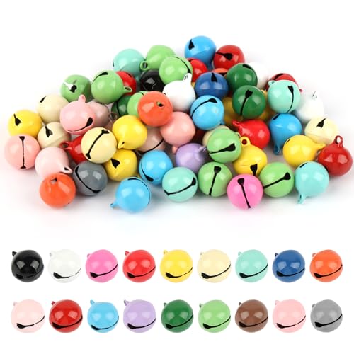 60 Stück Glöckchen zum Basteln, 14 mm Kleine Metallglöckchen Bunt,...