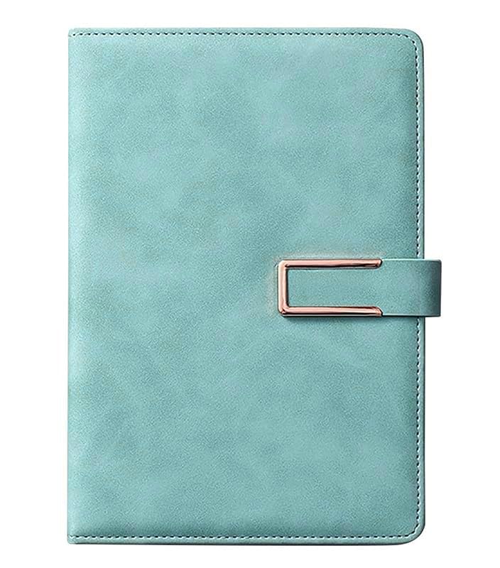 Image of AccuPrints A5 PU Leather Diary Grey Green Hard Bound A5 or 5.8 * 8.3 inches Notebook Diary with PU Leather Belt Lock Pages 196 for Office(Sea Green)