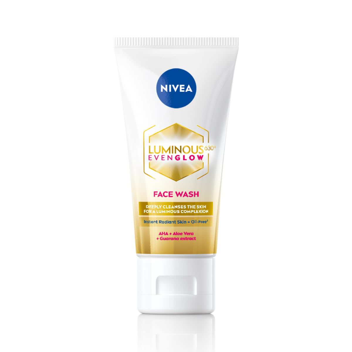 NIVEA Luminous Even Glow 2% AHA Face Wash | Oil-Free Cleanser with Aloe Vera & Guarana Extracts | Deep Cleansing Face Wa