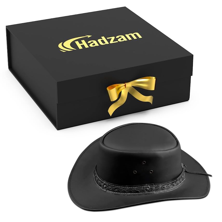 Image of HADZAM Showerproof Outback hat Also Worn as Leather Cowboy hat, Australian Hats for Men & Women