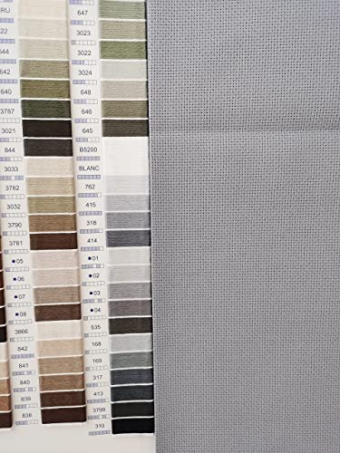 Image of KCS 4 /6 pc of 12 inch x 18 inch 18CT Counted Cotton Aida Cloth Cross Stitch Fabric (6 pc, Light Steel Grey)