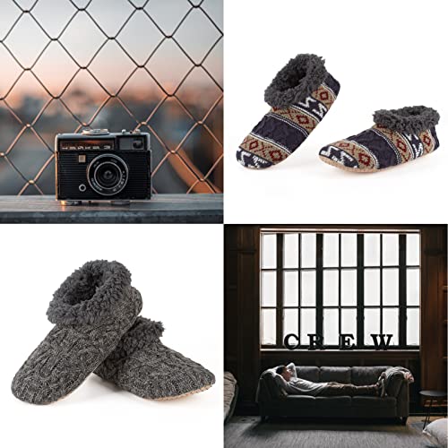 Cozylook 2-Pack Men's Soft Sole Slippers, Cozy Fuzzy Sock Shoes with Non-Slip Grippers, Unique Gifts 6