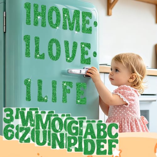 Image of Bulletin Board Letters 74 PCS Glitter Letter Stickers Large 5 Inch, Green | 12 Sheets,Alphabet Number Stickers,Self-Adhesive,Sticker Letters for Poster Board,Classroom,Display,Mailbox,Craft,Party Decor