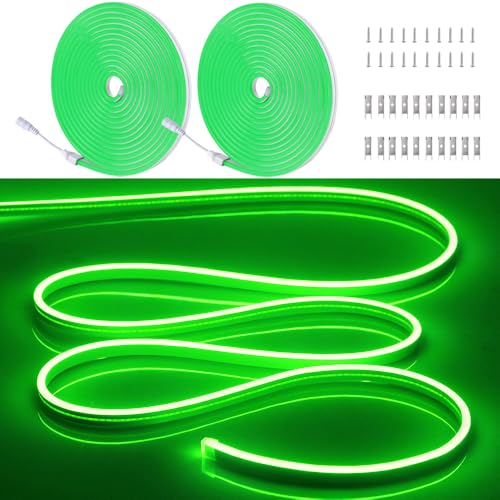 Image of 10M /2PCS /32.8FT /Neon Light Strip - Flexible LED Rope Light Waterproof Design for Indoor & Outdoor Use, Perfect for Parties, Holidays, and Home Decor [Power Adapter Not Included] Green