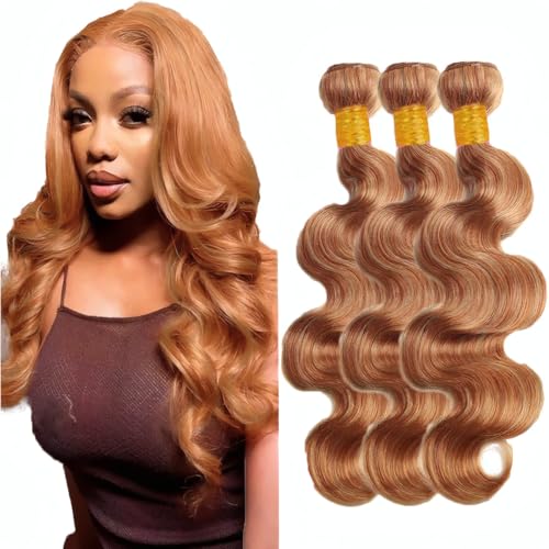 LOIUMGUU P27/30 Human Hair Bundles Color 27 Body Wave Bundles Peruvian Virgin Remy Hair Mixed Length 22 24 26 Inch 2 Tone Color30 Mixed With Color 27 Hair Extensions