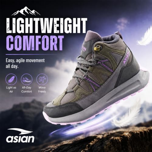Image of ASIAN Everest W-21 Women's Trekking & Hiking Shoes | Durable Outdoor Footwear with Anti-Slip Outsole, Soft Cushion Comfort & Water-Resistant Upper | Ideal for Travel, Biking & Trails