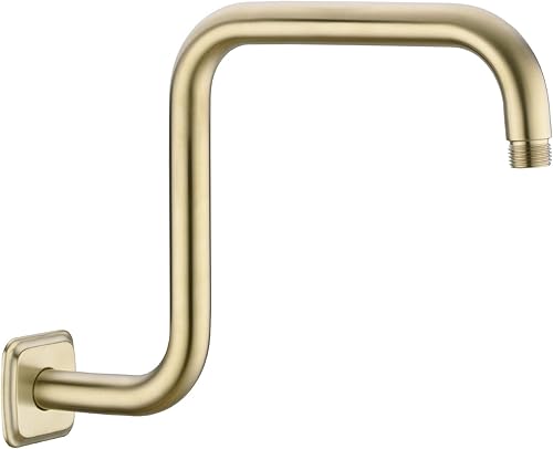 TRUSTMI Brazo de ducha cuadrado con brida de 13 pulgadas, tubo de extensión de repuesto en forma de S para cabezal de ducha tipo lluvia montado en