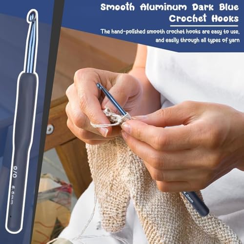 Image of VIRADHAM Crochet Hook Set Ergonomic Soft Grip, Aluminum Crochet Needles Kit with Yarn, Stitch Markers, Needles & Case - Comfort Hooks for Beginners, Professionals & Arthritic Hands (Black Hook mkit)