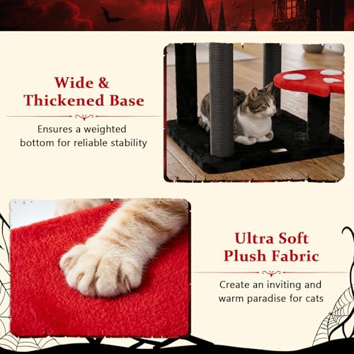 PETSITE Árbol Gótico para Gatos 57 pulgadas Rojo y Negro miniatura 7