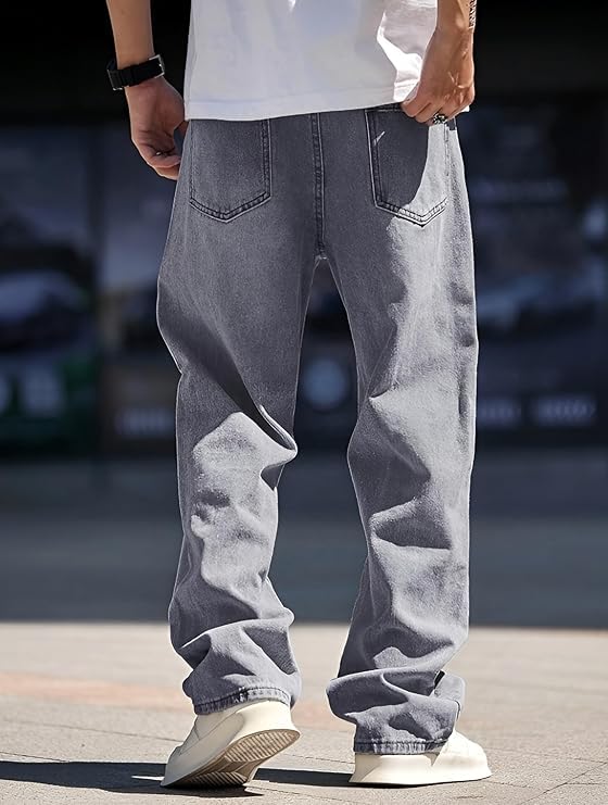 Image of INKKR Men Jeans||Regular Straight Fit Jean's||Loose Fit High Rise Denim Cotton Jeans||