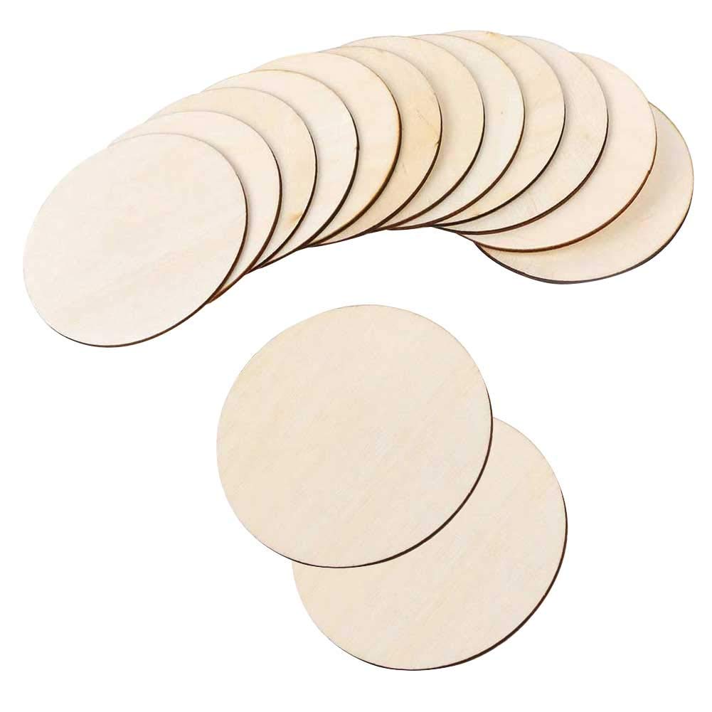Zngou 18 PCS Wooden Discs 10cm Round Coasters Unfinished Blank Slices Cutouts MDF Circle Sign Natural Pieces for Crafts DIY Decorations Tags Ornaments Scrapbook Plaques
