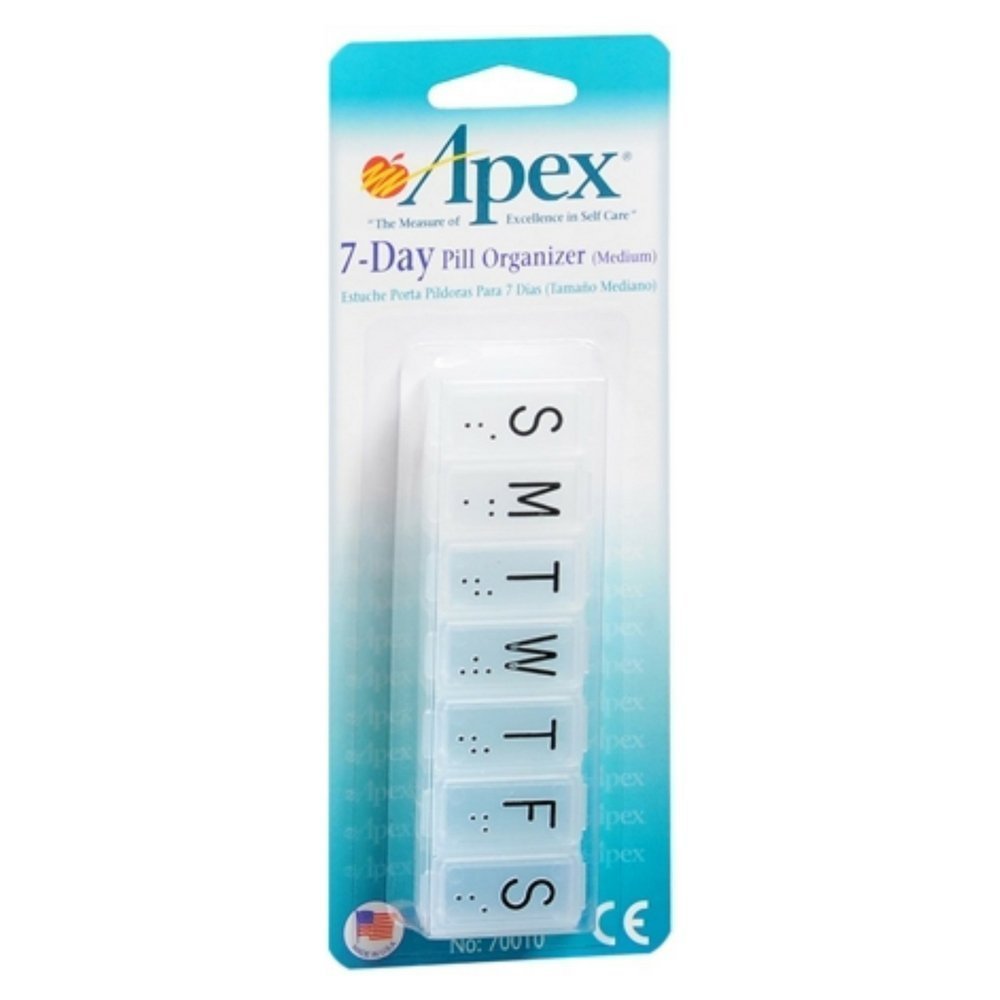 Apex 7-Day Pill Organizer Medium Color may vary 1 ea Pack of 24