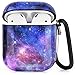 Airpods Case - CAGOS 3 in 1 Cute Galaxy Marble Airpod Accessories Protective Hard Case Cover Portable & Shockproof Women Girls with Keychain/Strap/Earhooks for Airpods 2/1 Charging Case - Purple Space