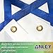 Anley EverStrong Series Israel Flag 3x5 Foot Heavy Duty - Embroidered and Sewn Stripes - 4 Rows of Lock Stitching - Israeli National Flags with Brass Grommets 3 X 5 Ft