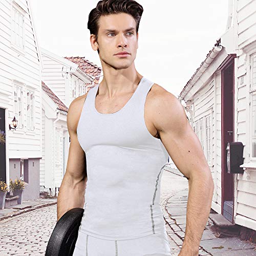 Queerier Men's Compression Tank Top, Sleeveless Athletic Base Layer Cool Undershirts Muscle Gym Tank Tops2